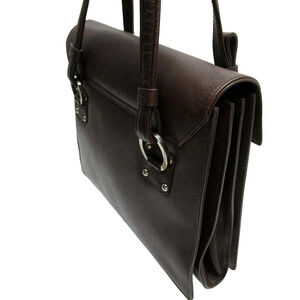 Salvatore Ferragamo silver leather handbag Gancini brown